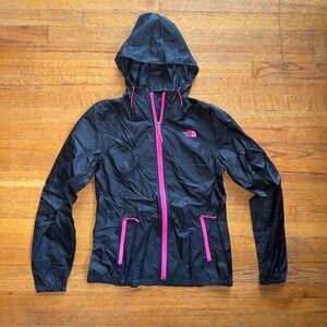 The North‎ Face Black Hooded Lightweight Jacket Women's Size S P Pink Accents